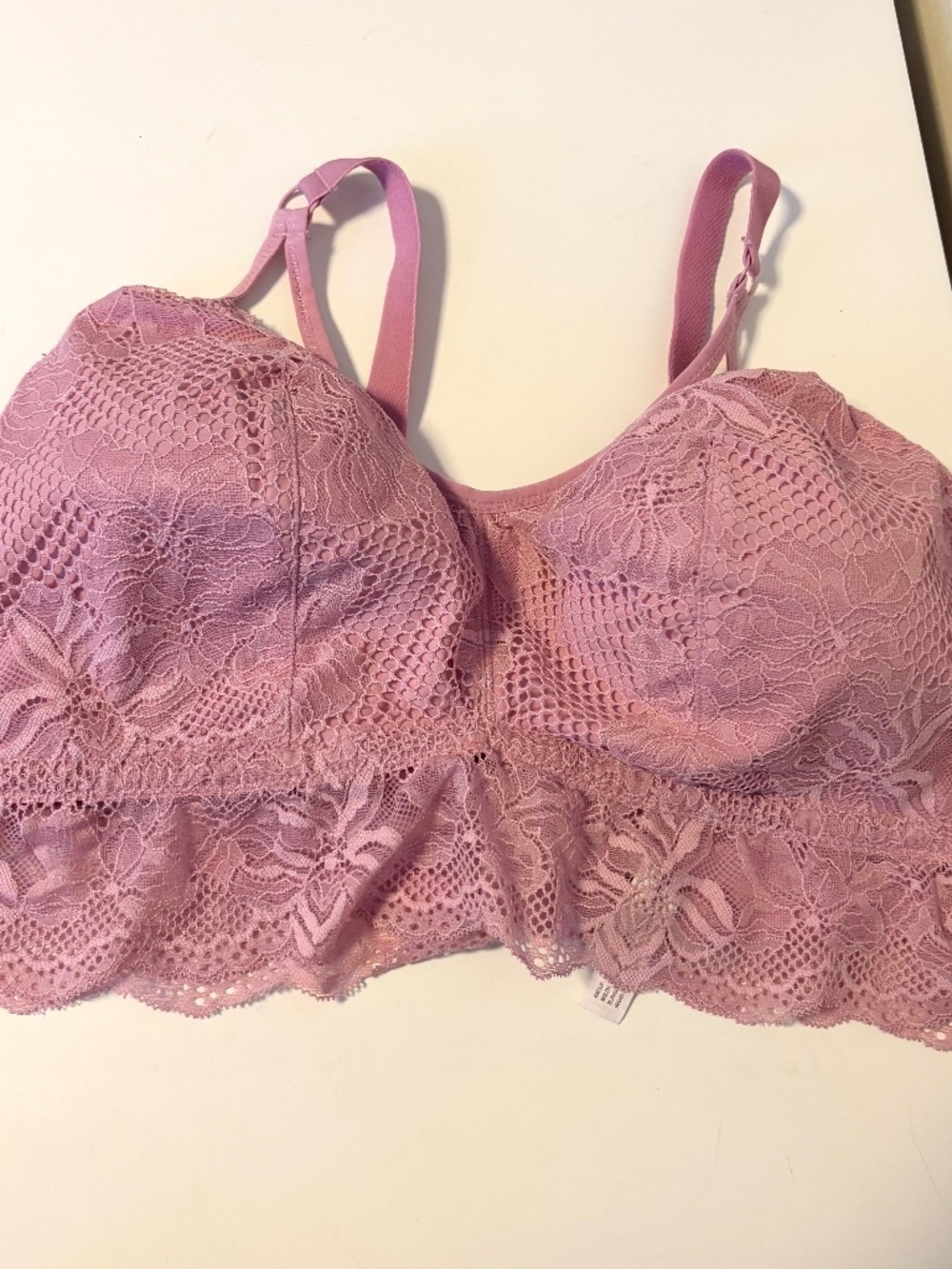 Auden Padded Layering Lace Bralette Adjustable Straps Purple Pink Womens XXL